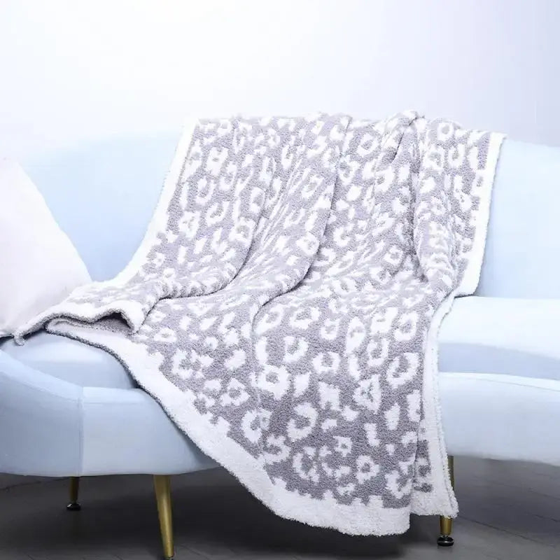 DecorBites™ Leopard Print Knitted Fleece Blanket: Super Soft & Lightweight for Sofa Nap