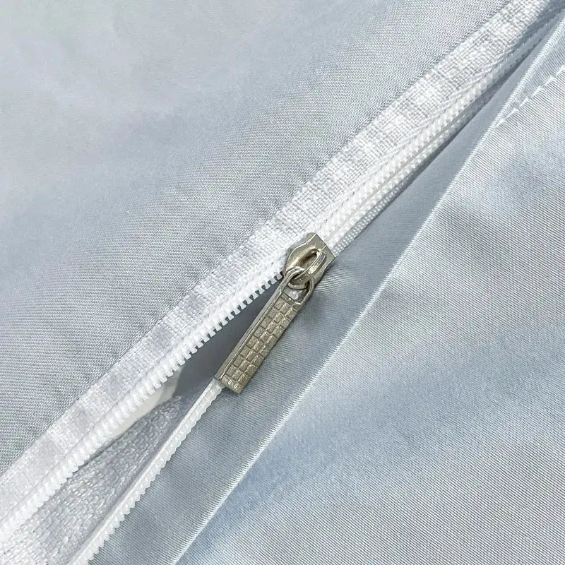 Light blue egyptian cotton embroidery duvet cover bedding set bedroom
