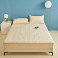 Light blue quilted latex fitted sheet set bedroom bed pad
