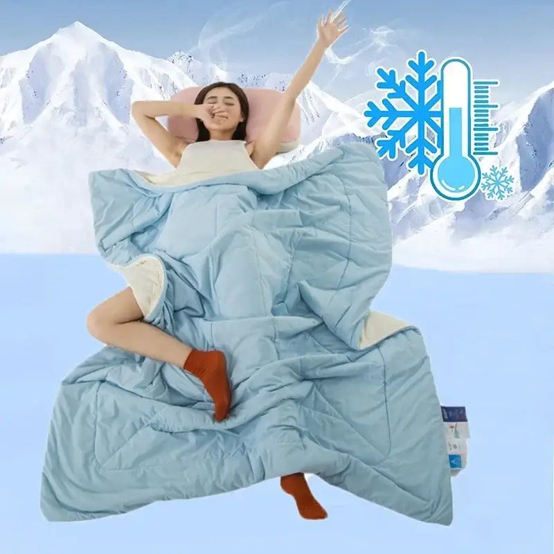 Light blue & white cooling fabric summer blanket bedroom comforter