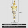 Light luxury crystal chandelier living room gold tiered glass light