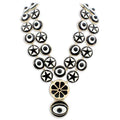 LO1861 - Gold Brass Necklace with Synthetic Synthetic Stone in Jet
