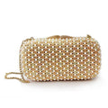 LO2377 - Gold White Metal Clutch with Top Grade Crystal  in Multi Color