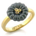 LO519 - Gold White Metal Ring with Top Grade Crystal  in Blue Topaz