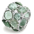 LOS764 - Rhodium 925 Sterling Silver Ring with Synthetic Synthetic Glass in Emerald