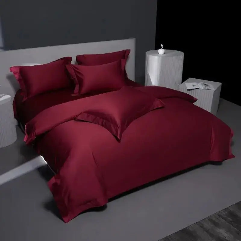 Luxe burgundy red egyptian cotton bedding set for bedroom