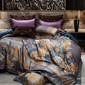 Luxurious gray & gold 1500tc egyptian cotton jacquard bedding set bedroom