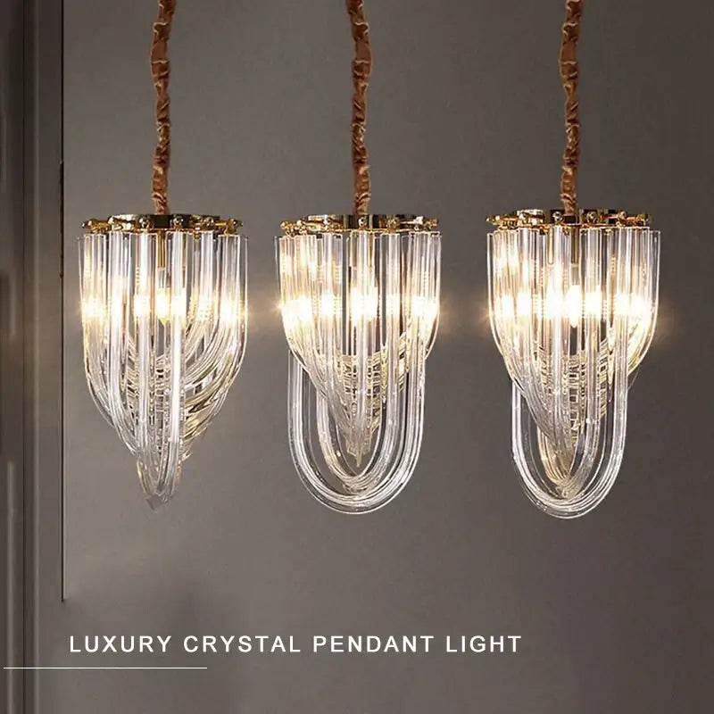 DecorBites™ Black Stainless Steel Crystal Glass Ceiling Chandelier - LED Dimmable Luxury Nordic Light