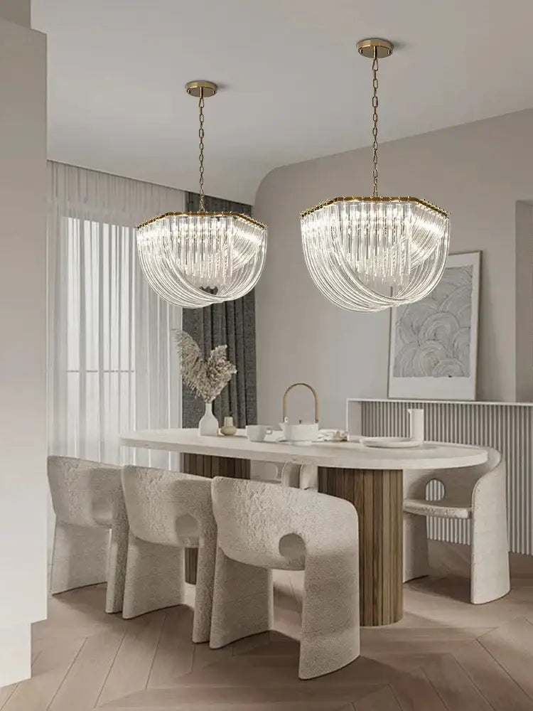DecorBites™ Black Stainless Steel Crystal Glass Ceiling Chandelier - LED Dimmable Luxury Nordic Light