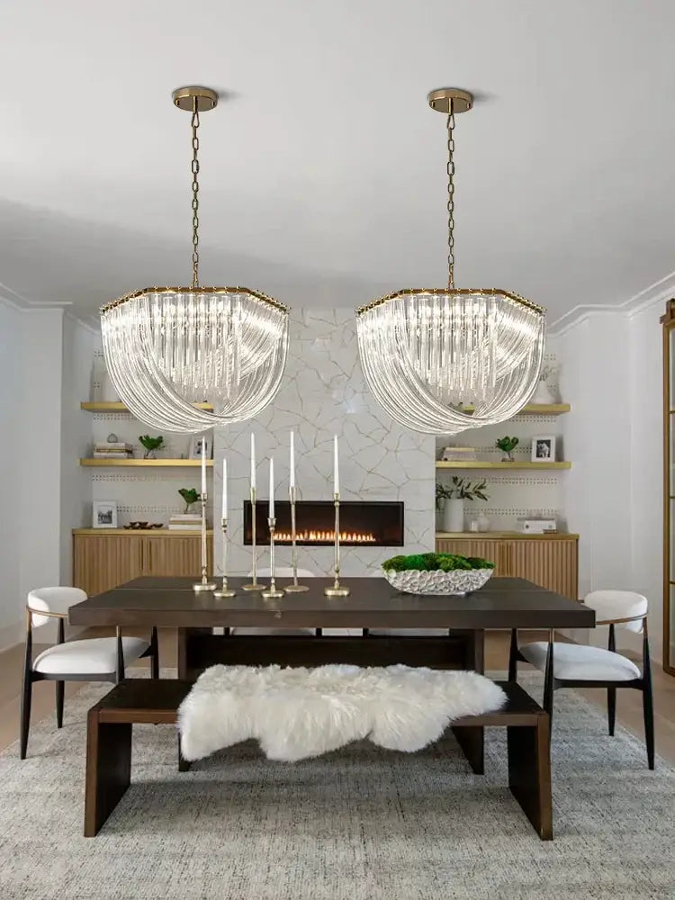 DecorBites™ Black Stainless Steel Crystal Glass Ceiling Chandelier - LED Dimmable Luxury Nordic Light