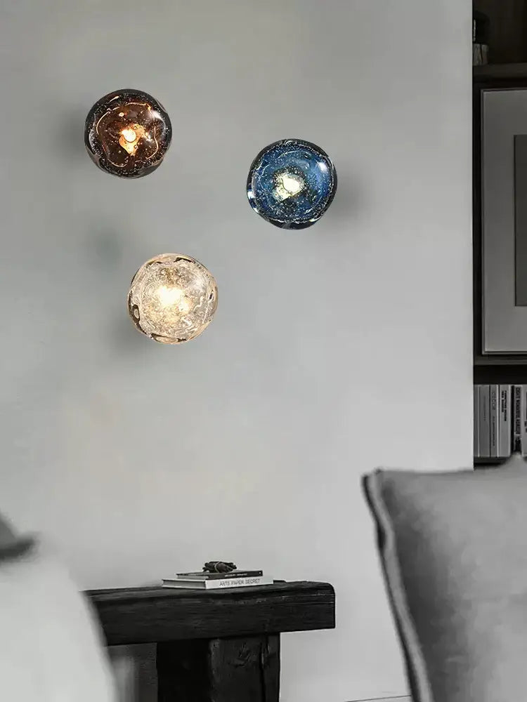 DecorBites™ Blue Crystal Glass Wall Lamp Luxury Light Fixture Bedside Aisle Glass Lamp