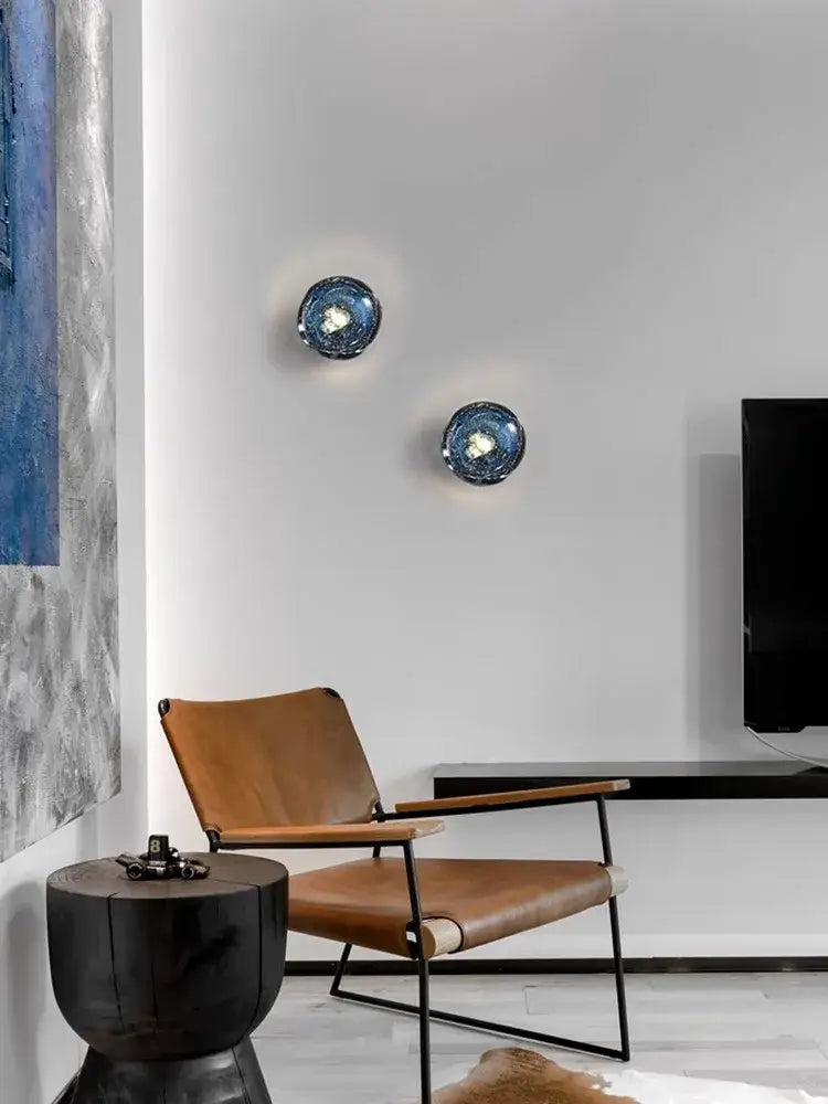 DecorBites™ Blue Crystal Glass Wall Lamp Luxury Light Fixture Bedside Aisle Glass Lamp