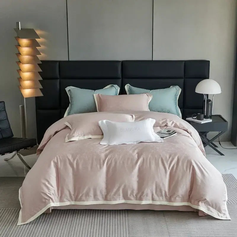 DecorBites™ 1000TC Egyptian Cotton Jacquard Duvet Cover Set: Luxury Satin Silky Bedding Collection