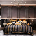 DecorBites™ Burgundy Red Luxury Jacquard Egyptian Cotton 5Pcs Bedding Set