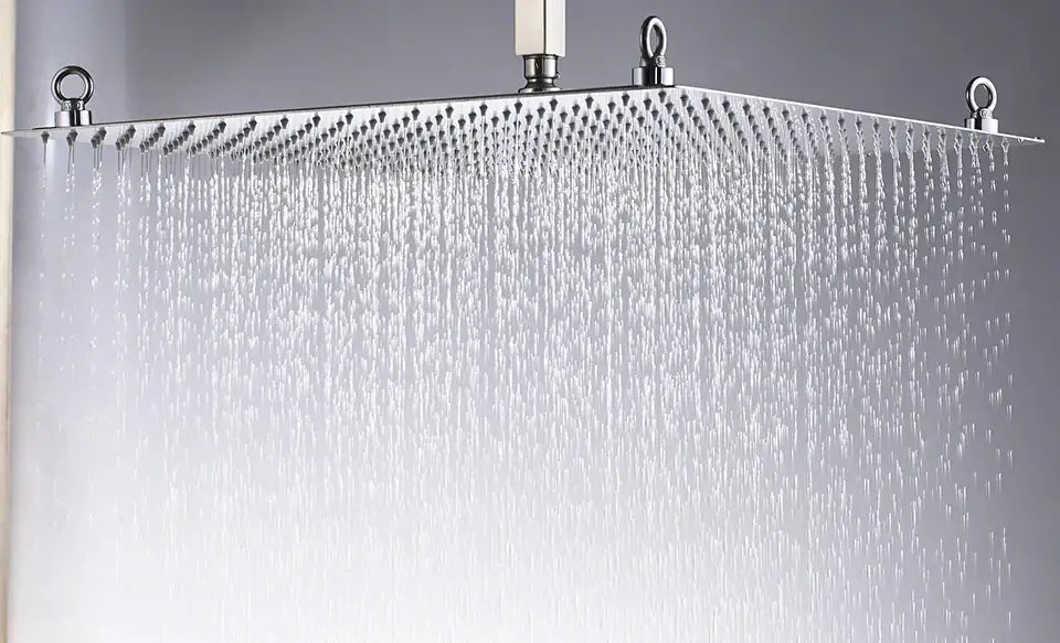 DecorBites™ 20 Inch Luxury Chrome Square Shower Head Stainless Steel Ultrathin Rainfall Head