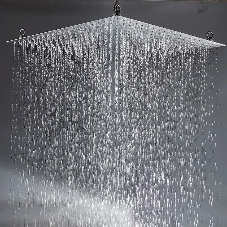 DecorBites™ 20 Inch Luxury Chrome Square Shower Head Stainless Steel Ultrathin Rainfall Head