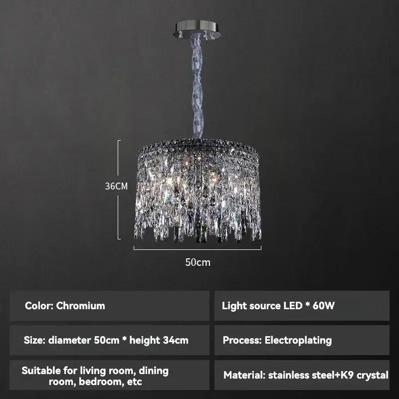 Luxury clear & purple crystal chrome chandelier dining room light
