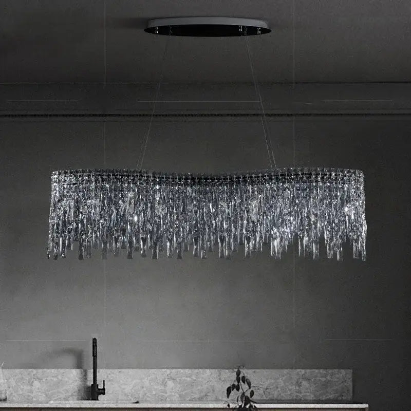 Luxury clear & purple crystal chrome chandelier dining room light