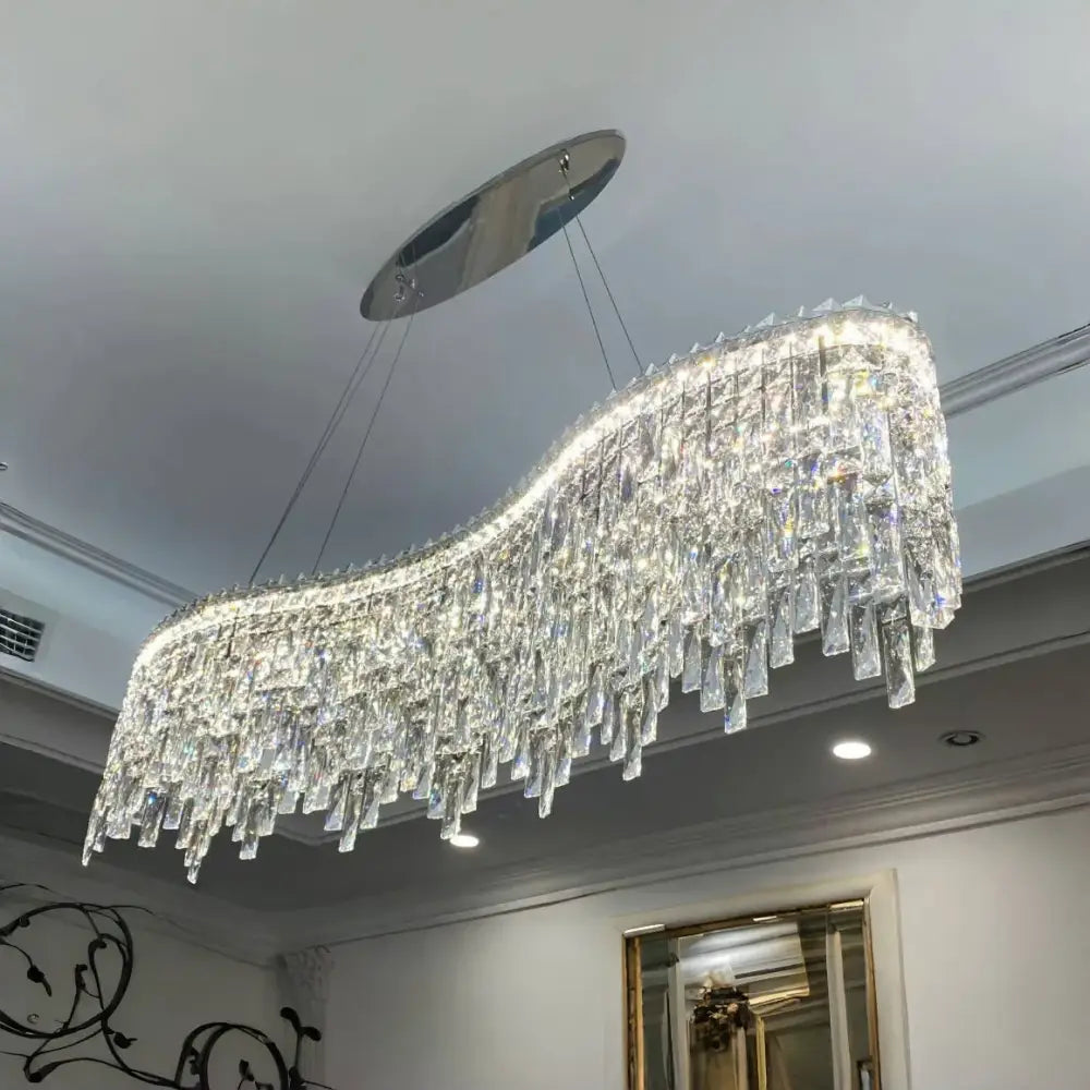 Luxury clear & purple crystal chrome chandelier dining room light