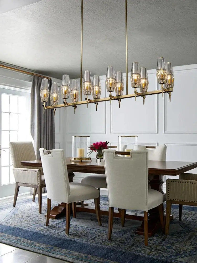 DecorBites™ Copper & Glass Chandelier - Luxury Lighting Fixture for Living, Dining, Bedroom - Dimmable