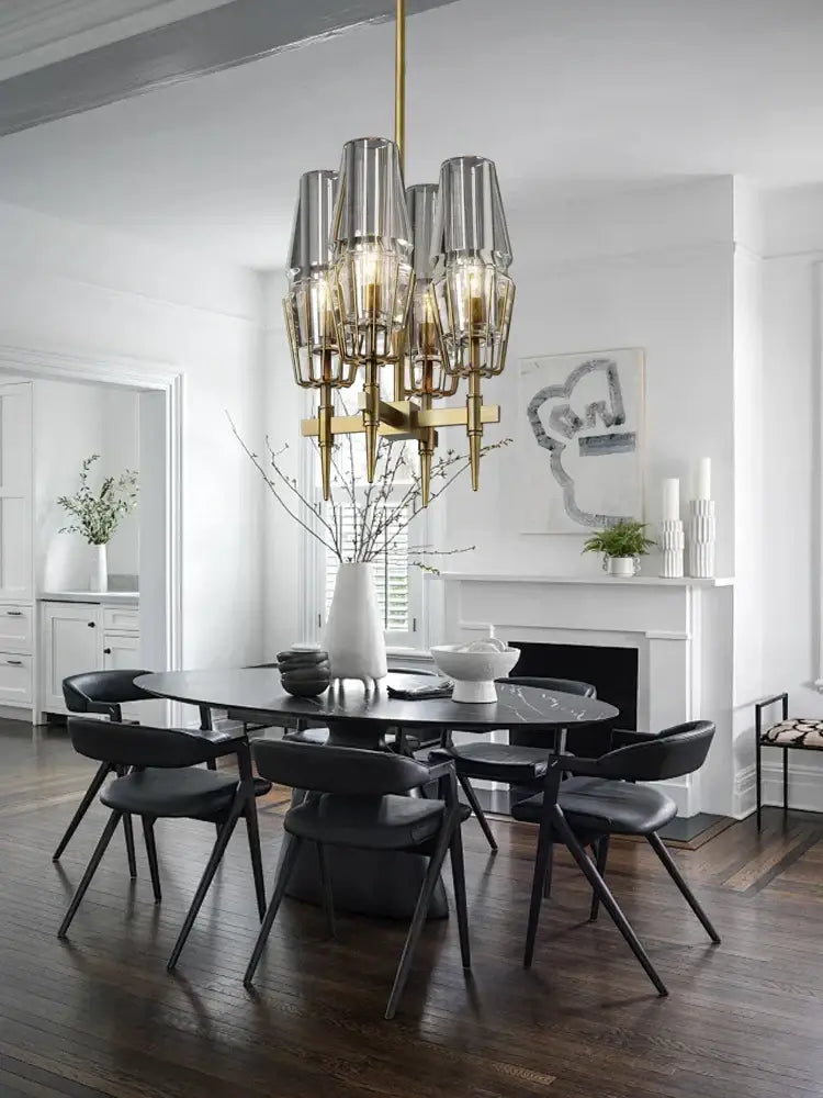 DecorBites™ Copper & Glass Chandelier - Luxury Lighting Fixture for Living, Dining, Bedroom - Dimmable