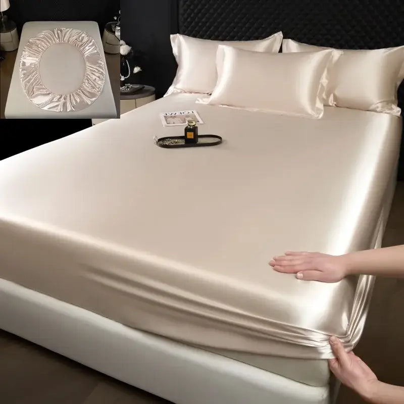 Luxury cream mulberry silk fitted sheet set – bedroom bed linen