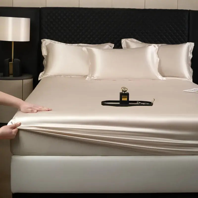 Luxury cream mulberry silk fitted sheet set – bedroom bed linen