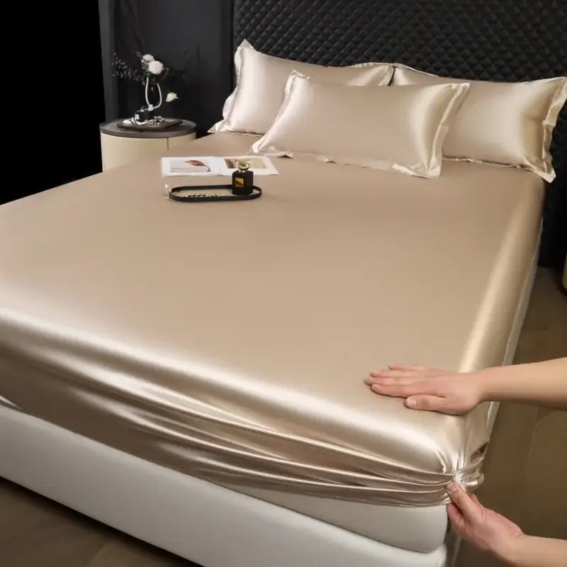 Luxury cream mulberry silk fitted sheet set – bedroom bed linen