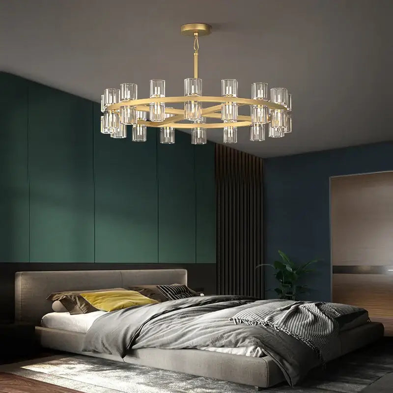 Luxury crystal black gold pendant light living room chandelier
