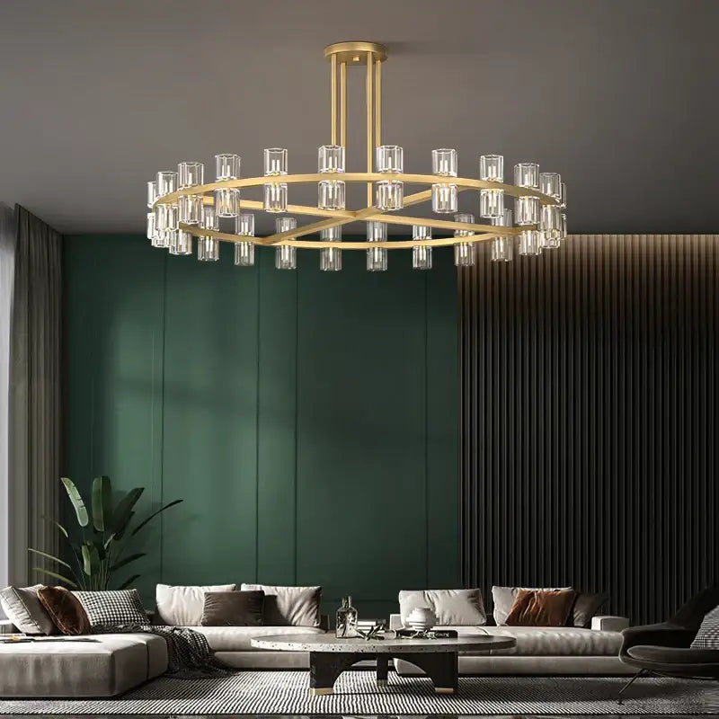 Luxury crystal black gold pendant light living room chandelier