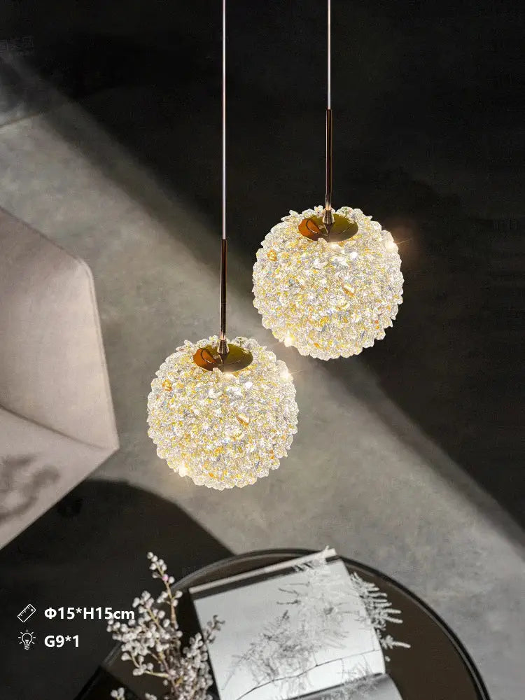 DecorBites™ Crystal Ball Pendant Light: Warm & Romantic Bedhead Luxury Lighting