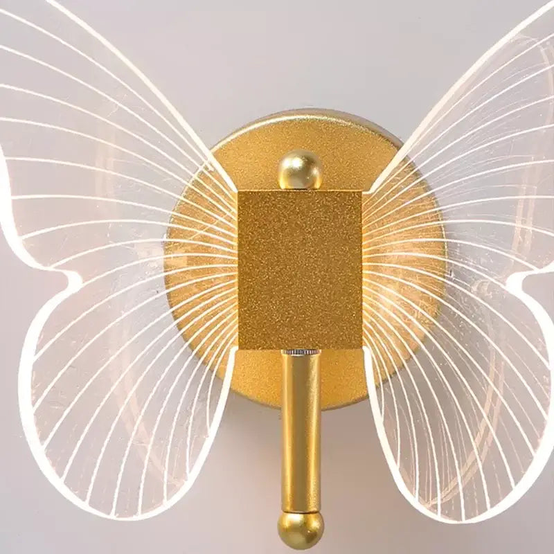 Luxury gold butterfly copper wall lamp bedroom led sconce
