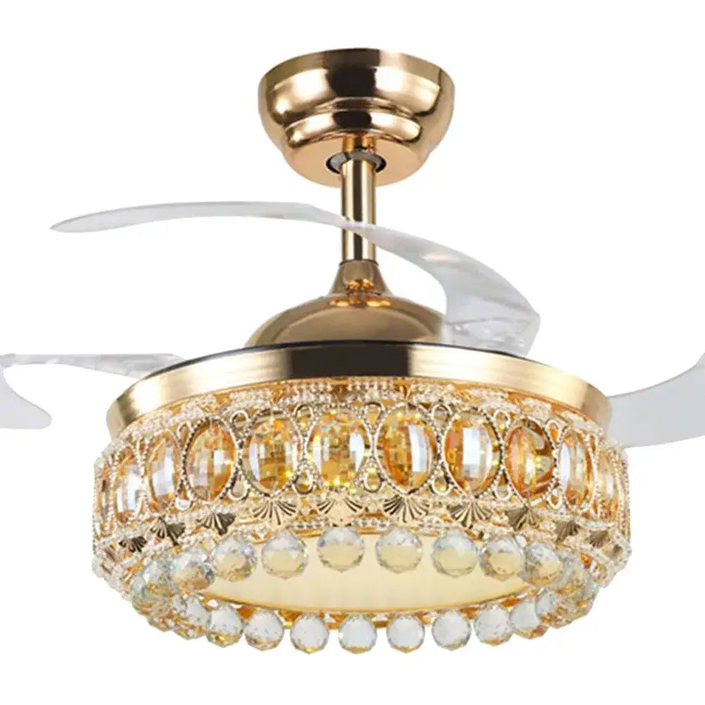 DecorBites™ 42 Inch Gold Luxury Crystal Ceiling Fan Light with Remote Control