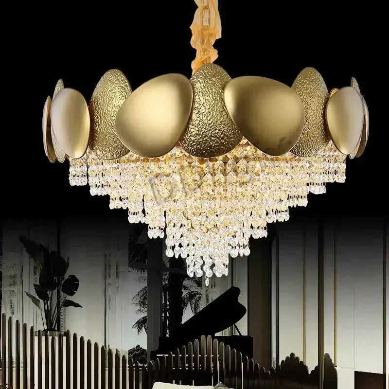 Luxury gold crystal led ceiling chandelier for living room