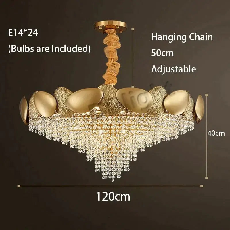 Luxury gold crystal led ceiling chandelier for living room
