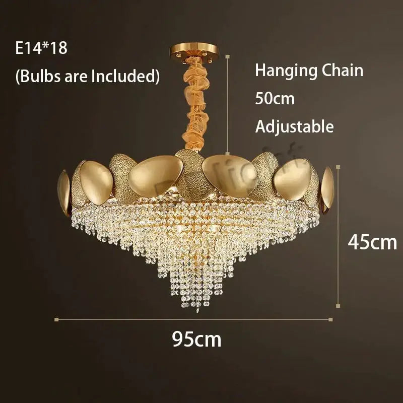 Luxury gold crystal led ceiling chandelier for living room
