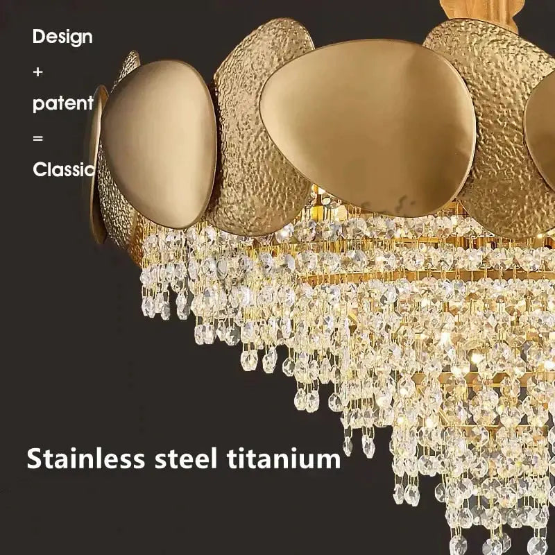 Luxury gold crystal led ceiling chandelier for living room