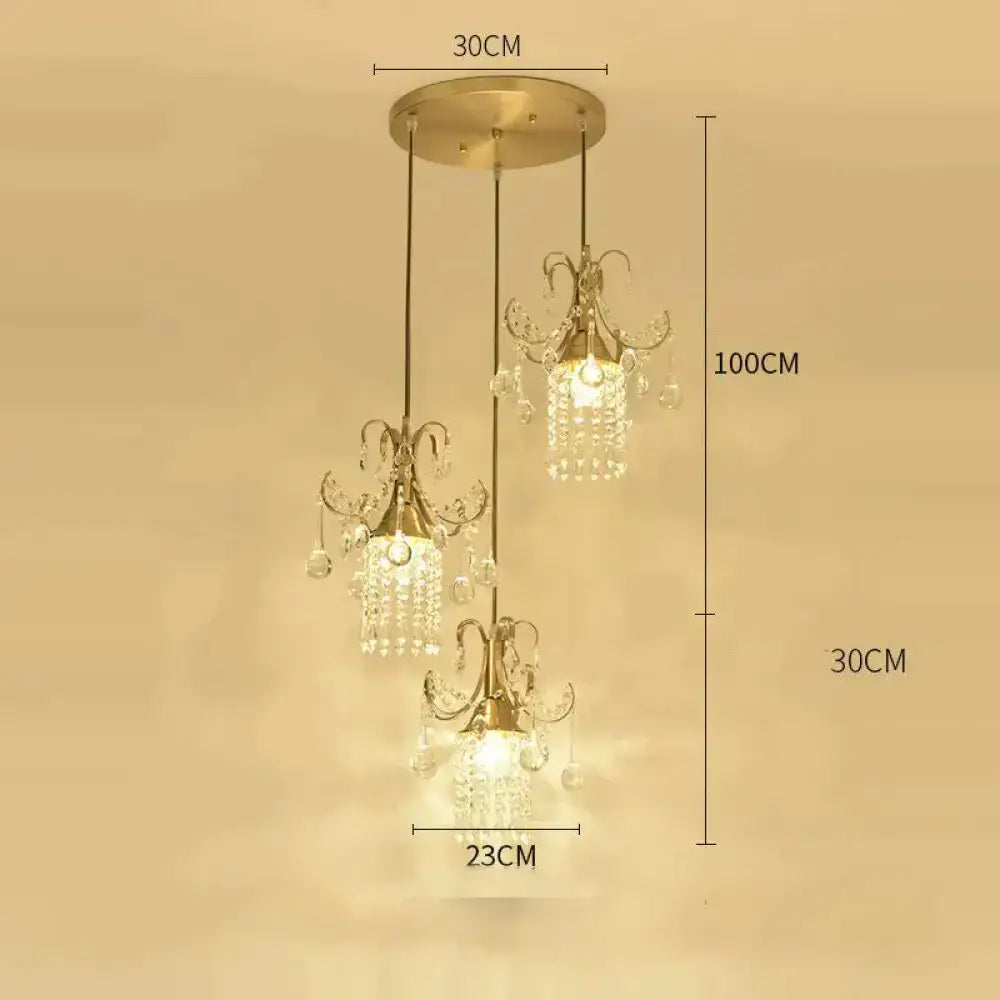 Luxury gold crystal pendant light dining room single head chandelier
