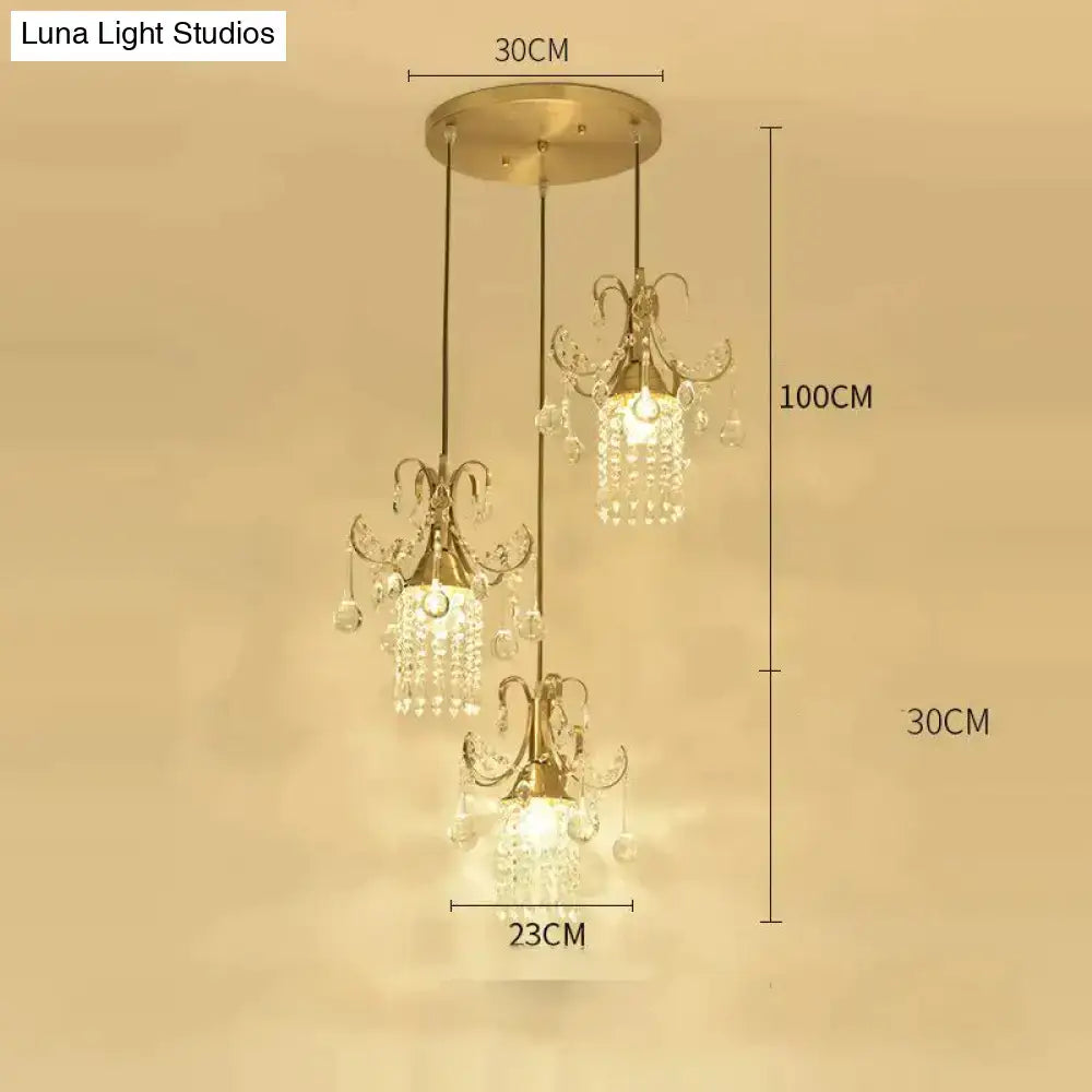 Luxury gold crystal pendant light dining room single head chandelier