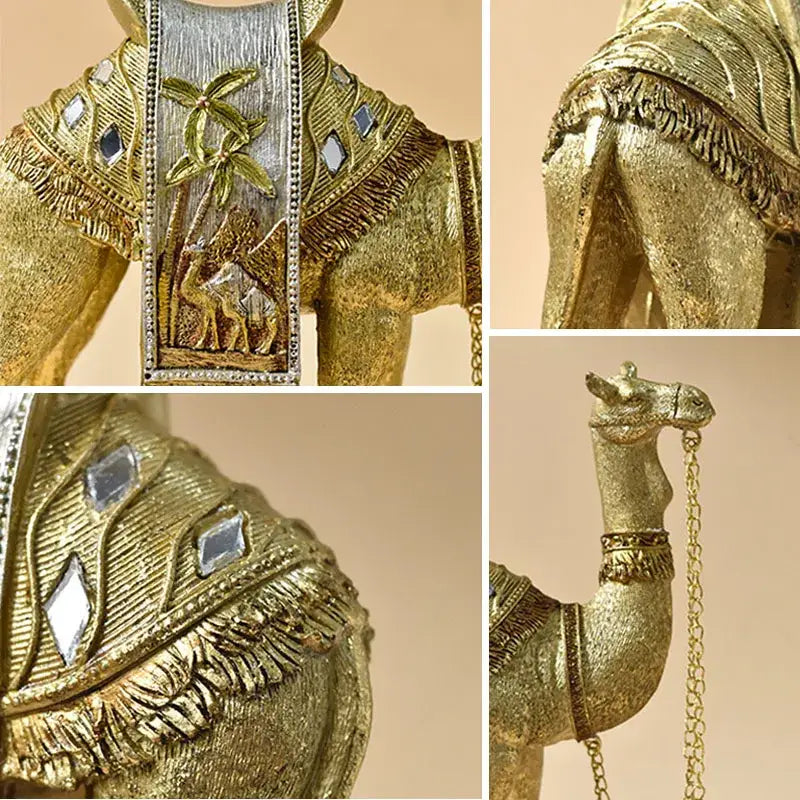 DecorBites™ Camel Resin Art Ornament Home Office Decor Craft Luxury Golden Style