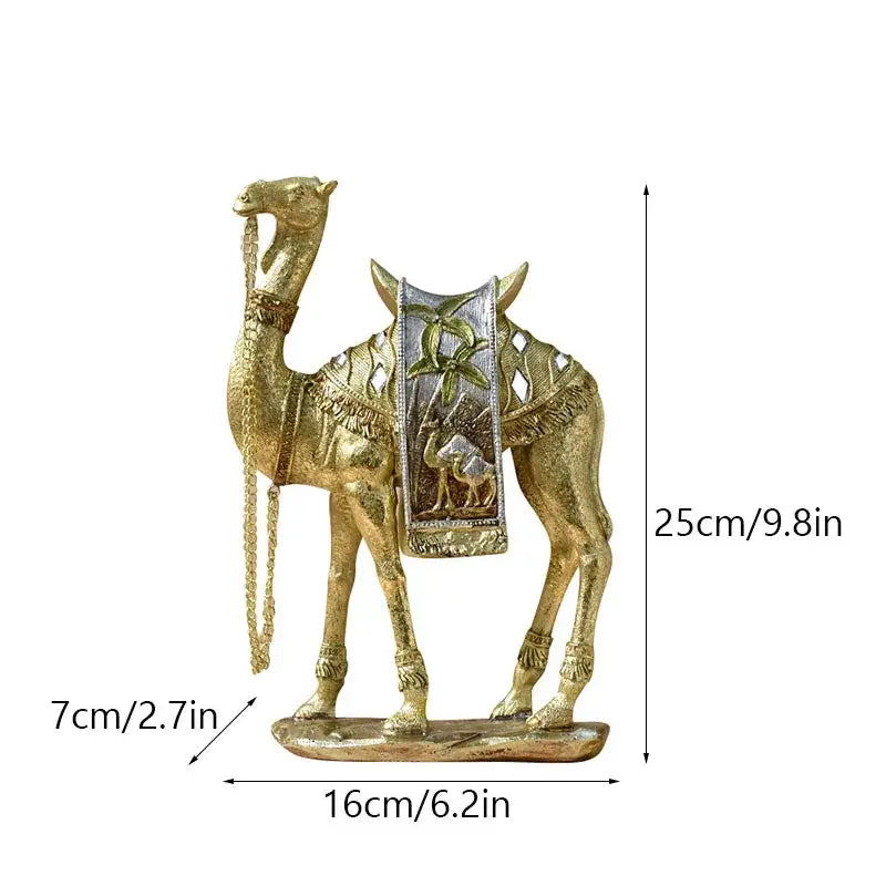 DecorBites™ Camel Resin Art Ornament Home Office Decor Craft Luxury Golden Style