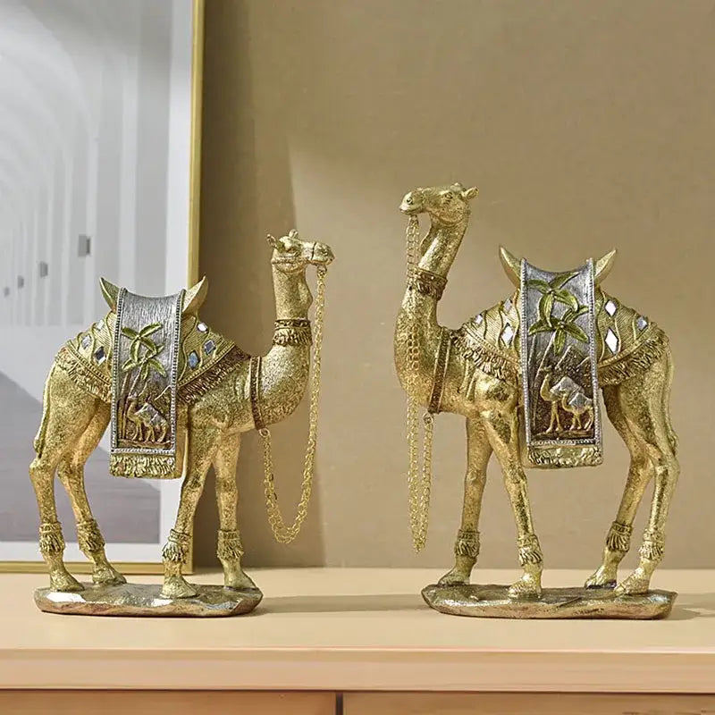 DecorBites™ Camel Resin Art Ornament Home Office Decor Craft Luxury Golden Style