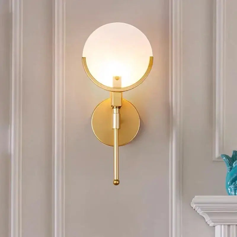 Luxury marble & copper wall lamp – bedroom gold glass sconce
