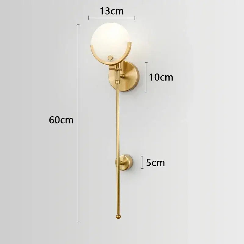 Luxury marble & copper wall lamp – bedroom gold glass sconce