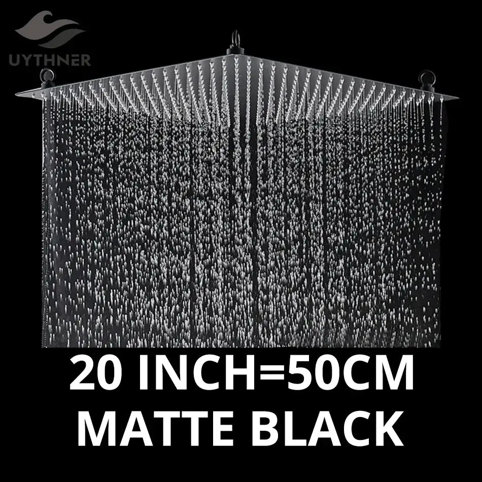 DecorBites™ 20 Inch Square Stainless Steel Rainfall Shower Head - Luxury Chrome Finish