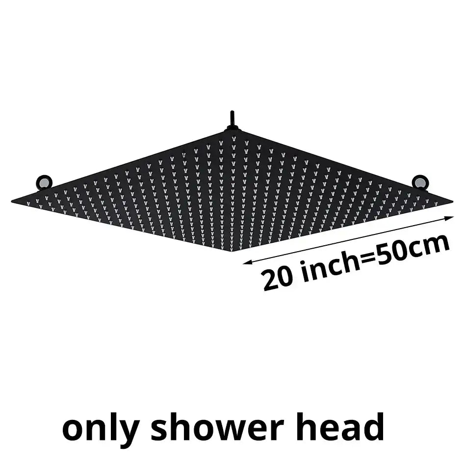 DecorBites™ 20 Inch Square Stainless Steel Rainfall Shower Head - Luxury Chrome Finish