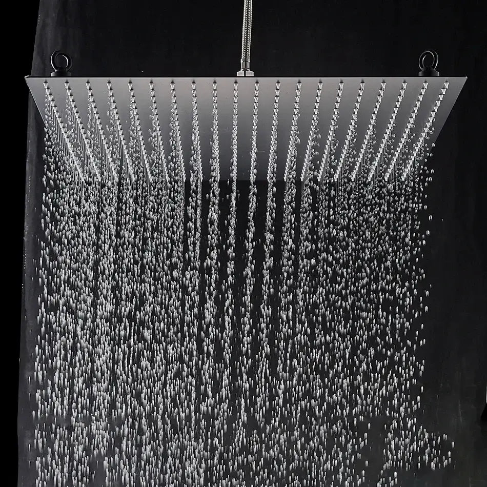 DecorBites™ 20 Inch Square Stainless Steel Rainfall Shower Head - Luxury Chrome Finish