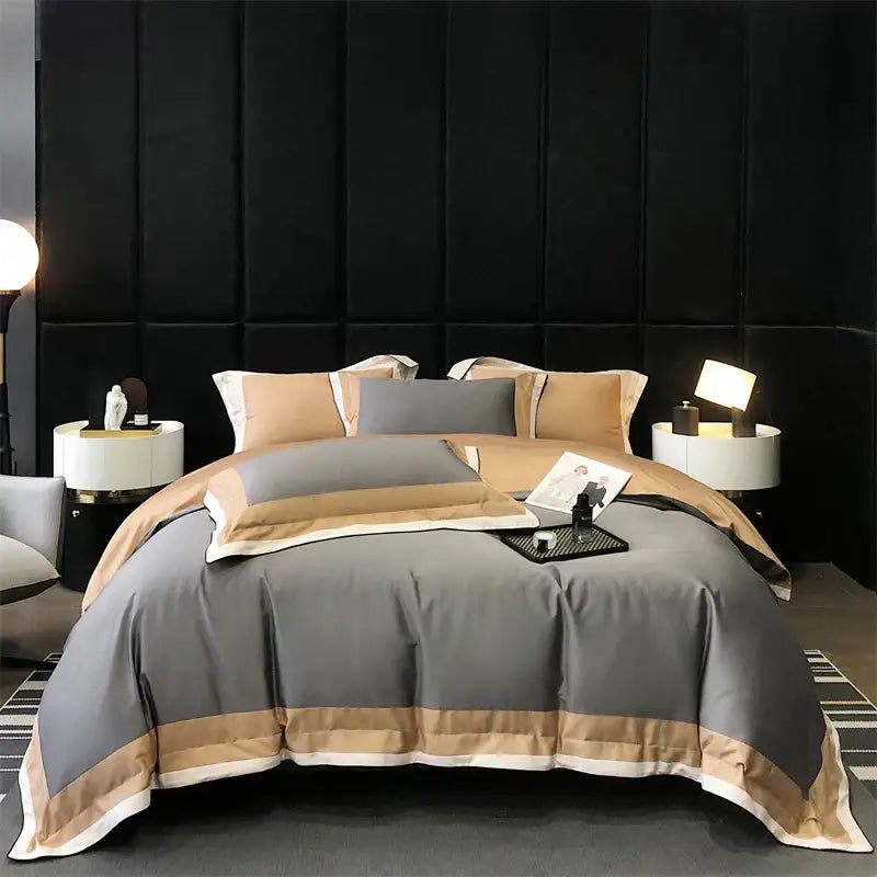 Luxury sage green & cream 1000tc egyptian cotton bedding set bedroom