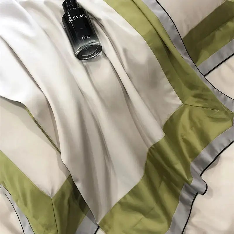 Luxury sage green & cream 1000tc egyptian cotton bedding set bedroom