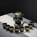 Luxury turquoise & gold black ceramic kung fu tea set dining room